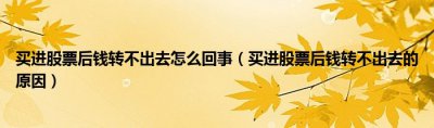 买进股票后钱转不出去怎么回事？买进股票后钱