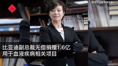 比亚迪副总裁豪捐1.6亿 这开了一个好头！