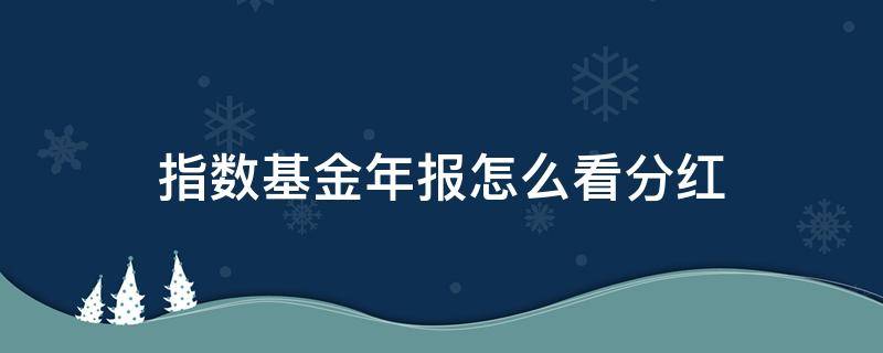 指数基金年报怎么看分红