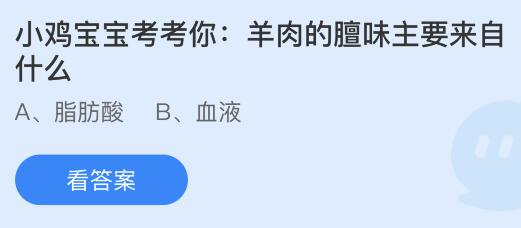 羊肉的膻味主要来自什么？蚂蚁庄园12.17今日答案最新