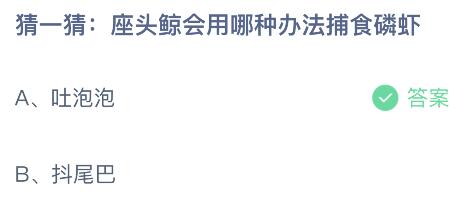 座头鲸会用哪种办法捕食磷虾？蚂蚁庄园4月11日小鸡答题答案