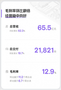 小鹏X9成了！小鹏汽车一季度营收65.5亿元 同比暴