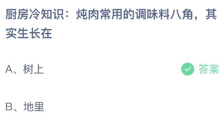 炖肉常用的调味料八角其实生长在哪里？蚂蚁庄园今日答案最新5.28