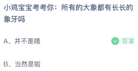 所有的大象都有长长的象牙吗？蚂蚁庄园今日答案最新6.27