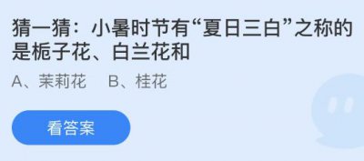 小暑时节有“夏日三白”之称的是栀子花、白兰