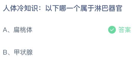 人体冷知识：以下哪一个属于淋巴器官？蚂蚁庄园课堂最新答案10月15日