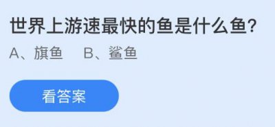 世界上游速最快的鱼是什么鱼？蚂蚁庄园10.25答案