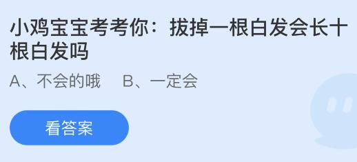 拔掉一根白发会长十根白发吗？蚂蚁庄园今日答案最新11.14