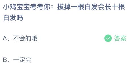 拔掉一根白发会长十根白发吗？蚂蚁庄园今日答案最新11.14