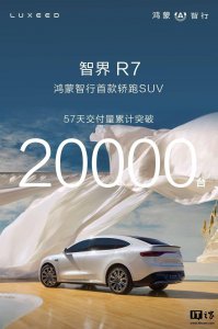 智界R7上市57天交付破2万，鸿蒙智行