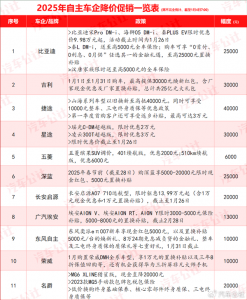 2025年价格战打响！超30家汽车品牌