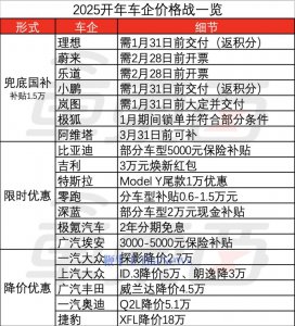 2025开年价格战爆发！19家车企参与 有车企直降